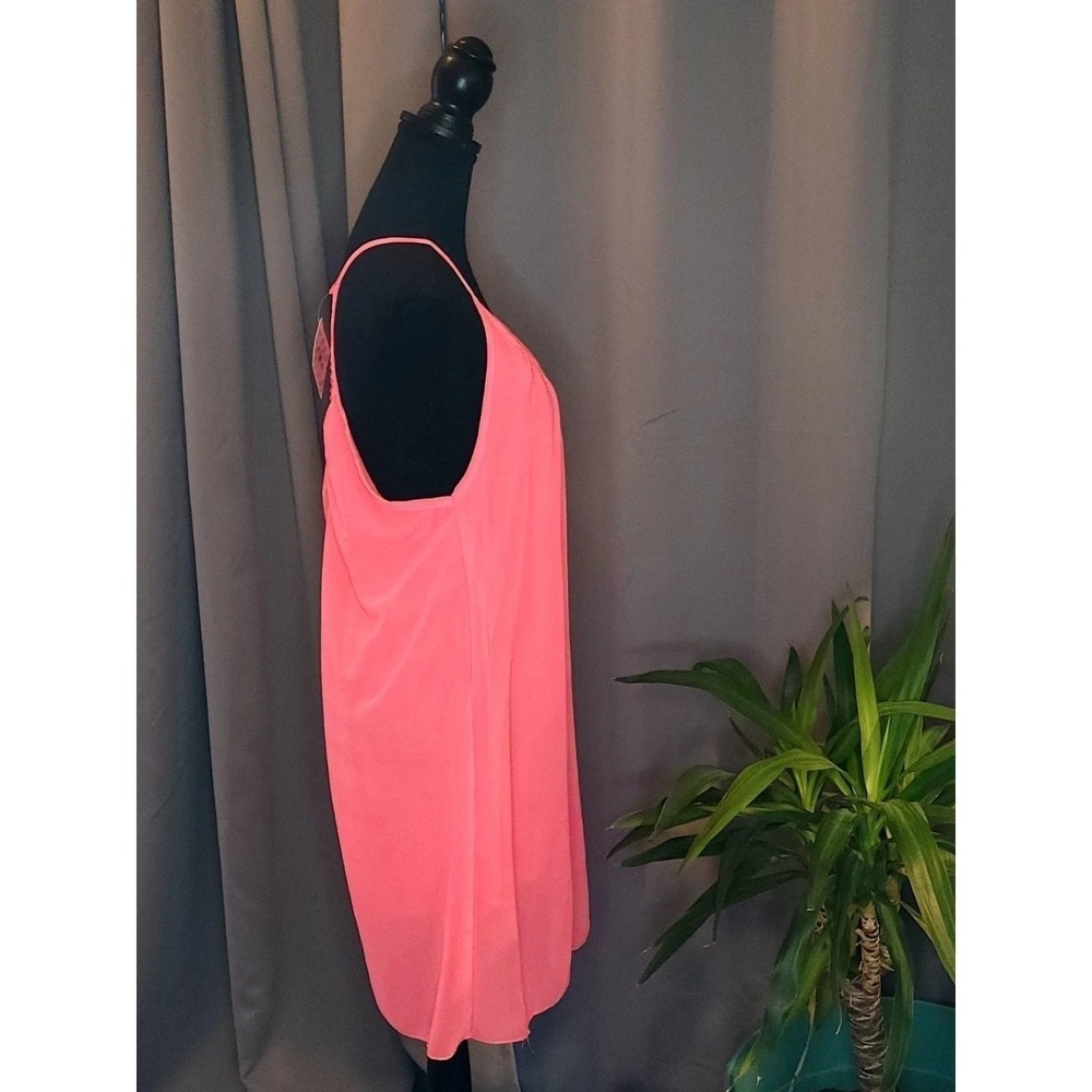 Hot Pink Crochet Lattice Racerback Mini Shift Dress Summer Beach Coverup L - Picture 2 of 7